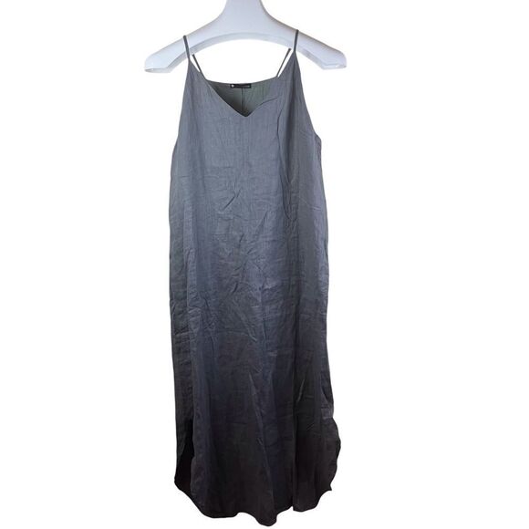NWT REVOLVE KRISA Womens‎ Linen Slip Dress Size Large Charcoal Spaghetti Strap - Picture 2 of 5